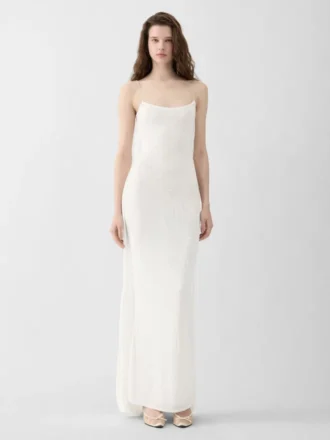 La robe en maille plumetis Robe drapée transparente
