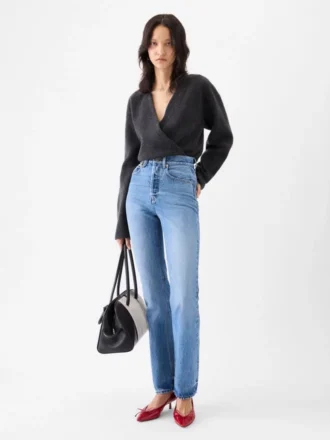 Le pantalon droit en denim de-Nîmes Jean à coupe droite