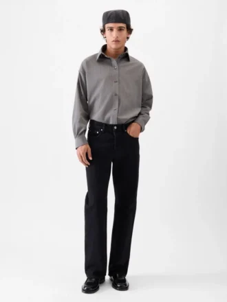 Le pantalon droit en denim de-Nîmes Jean à coupe droite
