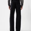 Le pantalon droit en denim de-Nîmes Jean à coupe droite
