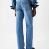 Le pantalon droit en denim de-Nîmes Jean à coupe droite