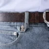 Le pantalon droit en denim de-Nîmes Jean à coupe droite