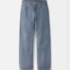 Le pantalon droit en denim de-Nîmes Jean à coupe droite