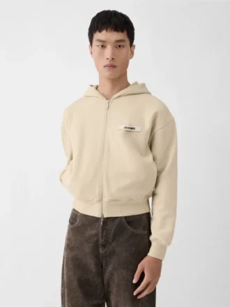 Le sweat à capuche zippé Gros Grain Sweat à capuche zippé avec logo Grosgrain