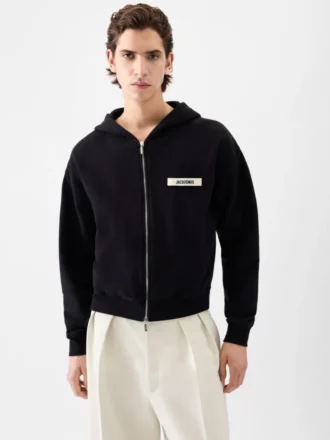 Le sweat à capuche zippé Gros Grain Sweat à capuche zippé avec logo Grosgrain