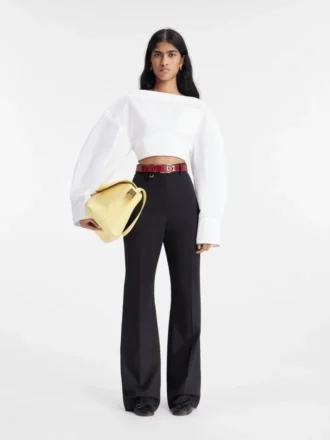 Pantalon Sauge Pantalon évasé taille haute Pantalon Sauge Pantalon évasé taille haute