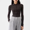 Polo à manches longues en mérinos Polo en maille transparente