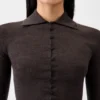Polo à manches longues en mérinos Polo en maille transparente